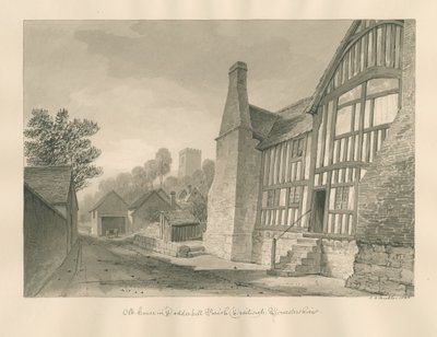 Worcestershire - Droitwich - Dodderhill Eski Ev: sepya çizimi by John Chessell Buckler