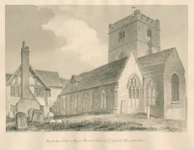 Worcestershire - Droitwich - Aziz Andrew Kilisesi: sepya çizimi by John Chessell Buckler