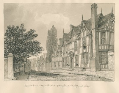 Worcestershire - Droitwich - Saint Andrew's Street Antik Evi : sepya çizimi by John Chessell Buckler