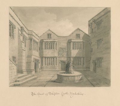 Yorkshire - Skipton Kalesi: sepya çizimi by John Chessell Buckler