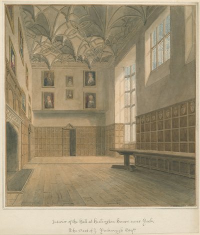 Yorkshire - York - Heslington Evi İç Mekanı, 1818 by John Chessell Buckler