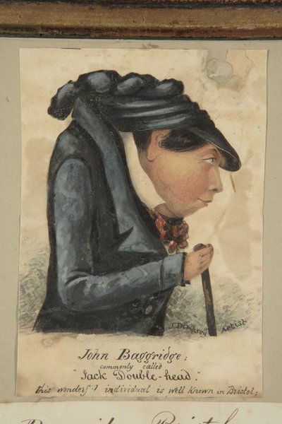 John Baggridge; genellikle 'Jack Double-head' olarak adlandırılır (kağıt üzerine sulu boya) by John Church Dempsey