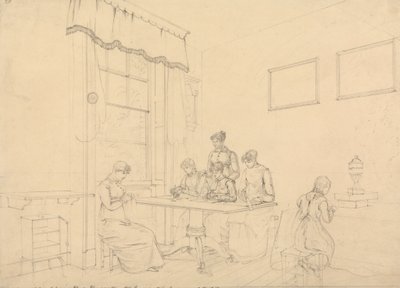 Great Grove House, Kensington'da Bir Oda, Bayan Bavizzetti'nin Ruhban Okulu by John Claude Nattes