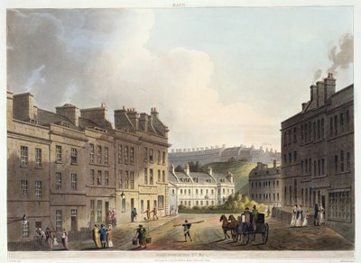 John Hill (1770-1850) pub tarafından oyulmuş 'Bath Illustrated by a Series of Views'dan Marlborough Caddesi. William Miller tarafından, 1805 (aquatint) by John Claude Nattes