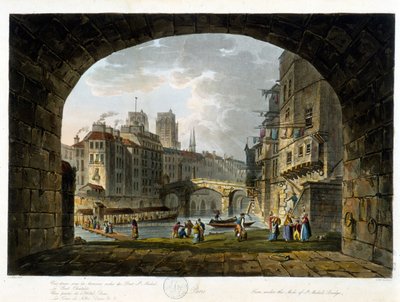 Paris: Pont de Chatelet ve ve Hotel Dieu - “Paris vu par J.C. Mattes””, ed. Miller, Londra by John Claude Nattes