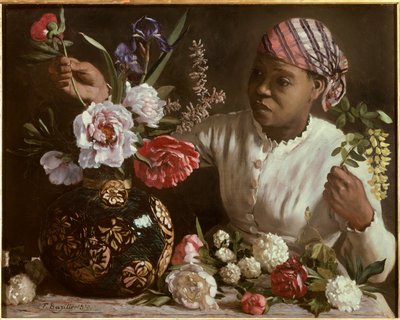 La negresse aux peonines Resim Frederic Bazille (1841-1870) 1870 Dim. 0,6x0,75 m Montpellier, musee Fabre - Şakayıklı siyah kadın. Frederic Bazille