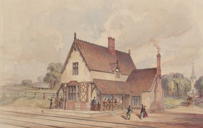 Victoria Kırsal Tren İstasyonu ve Demiryolu Geçişi, 1844-77. by John Connell Ogle