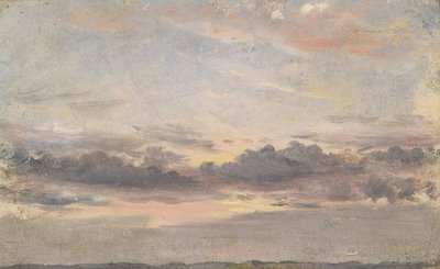 A Cloud Study, Sunset, c.1821 (değirmen tahtasında kağıt üzerine yağlı boya) by John Constable