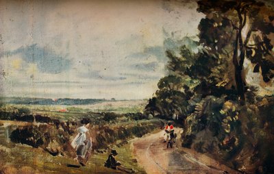 Ağaçlar ve Figürlerle Bir Köy Yolu recto, Willy Lotts House verso, c1830. by John Constable
