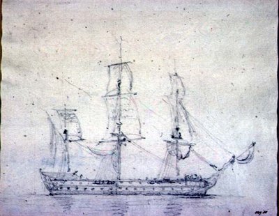 Bir Man-o-war (kağıt üzerinde grafit) by John Constable