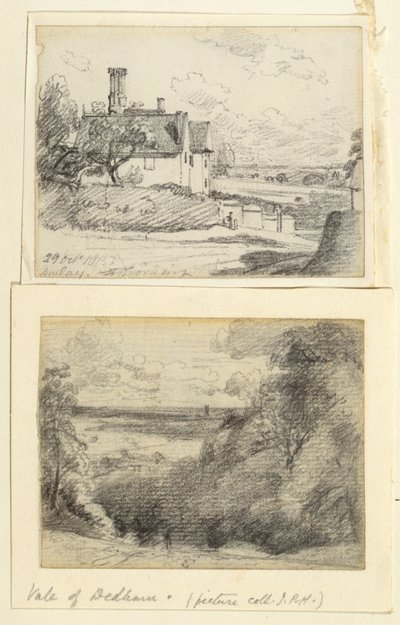 Gun Hill yakınlarında bir Malikane, 1815 ve Dedham, Langham, c.1815 by John Constable