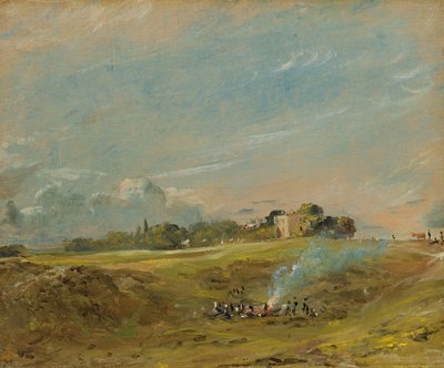 Bir şenlik ateşi etrafında rakamlarla Hampstead Heath