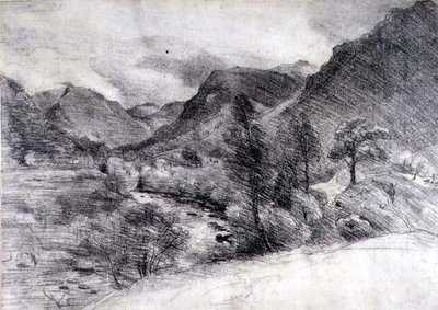 Borrowdale, Morning, c.1806 (kağıt üzerine karakalem) by John Constable