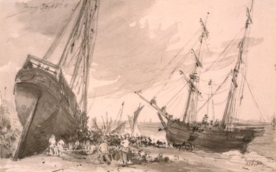 Ön planda iki gemi ile Brighton sahil sahnesi, 30 Mayıs 1828 by John Constable