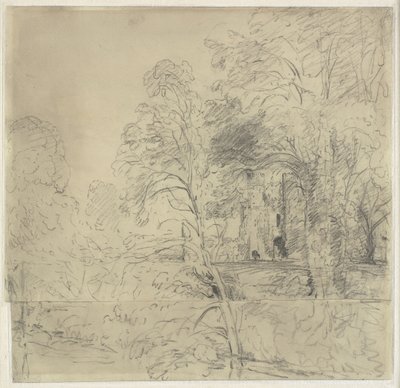 ağaçların arasında görülen Cowdray Kalesi, by John Constable