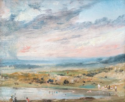 Gölet ve yıkananlarla Hampstead fundalığı by John Constable