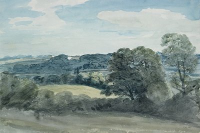 Uzaktaki Binalarla Peyzaj (suluboya) by John Constable