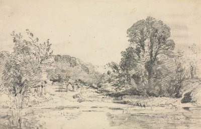 Bir Göleti Çevreleyen Ağaçlarla Peyzaj by John Constable