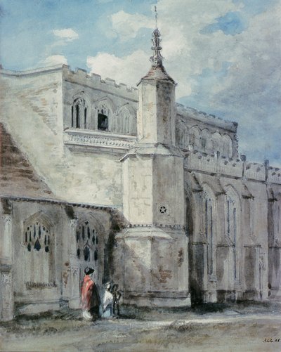 Doğu Bergholt Kilisesi'nin Dış Kısmı: Kuzey Yakası, c. 1801-05 (kurşun kalem ve sulu boya) by John Constable
