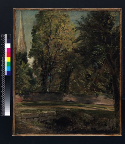 Yakın Duvarın Üzerinde Görülen Salisbury Katedrali by John Constable