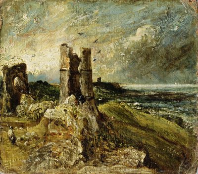 Hadleigh Kalesi taslağı (rekto) (değirmen tahtasında yağ) by John Constable