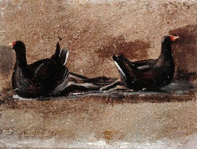 Suda İki Moorhen (gemide yağ) by John Constable