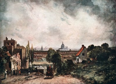 Sir Richard Steeles Cottage'dan Londra Şehri'nin görünümü, 19. yüzyıl 1913. by John Constable