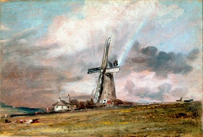 Yel Değirmeni, Evler ve Gökkuşağı Boyama John Constable (1776-1837) 1824 yakl. Güneş. 21x30,4 cm Londra, Victoria ve Albert müzesi by John Constable