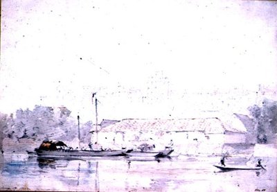 Nehirden Windsor Kalesi, 1802 (kalem ve kırmızı tebeşir ve sulu boya) by John Constable