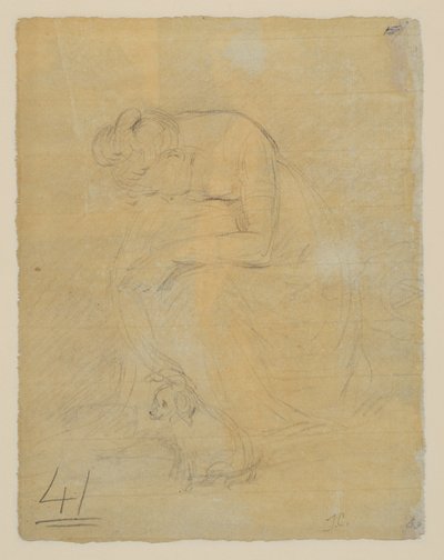 Ayaklarında bir köpekle oturan kadın, verso, 1806 dolayları by John Constable