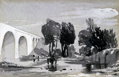 Blythe Viyadüğü, Hampton-in-Arden, c.1838 (kalem ve mürekkep ve kağıt üzerinde yıkama) by John Cooke Bourne