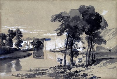 Canal Bridge, Pitstone, Buckinghamshire, Ekim 1837 (kalem ve mürekkep ve kağıt üzerinde yıkama) by John Cooke Bourne
