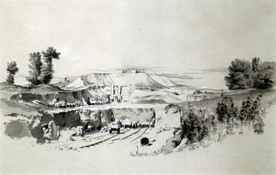 Linslade Tüneli, 23 Haziran 1837 (kalem ve mürekkep ve kağıt üzerinde yıkama) by John Cooke Bourne