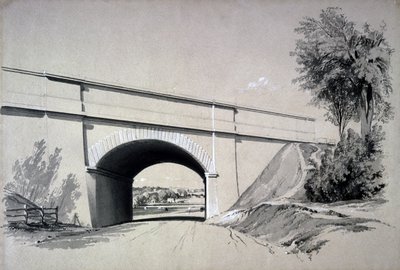 Oblique Bridge, Boxmoor, Hertfordshire, 12 Haziran 1837 (kalem ve mürekkep ve kağıt üzerinde yıkama) by John Cooke Bourne