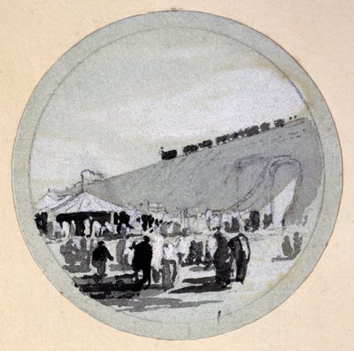 Açılış, Londra ve Birmingham Demiryolu, c.1838 (kalem ve mürekkep ve kağıt üzerinde yıkama) by John Cooke Bourne