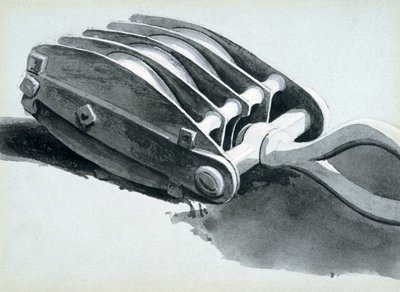 Demiryolu yapımında kullanılan makara, 1833-38 (kalem & mürekkep ve kağıt üzerinde yıkama) by John Cooke Bourne