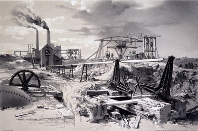 Pompalar, havalandırma şaftı, Kilsby Tüneli, Northamptonshire, 15 Temmuz 1837 (kalem ve mürekkep ve kağıt üzerinde yıkama) by John Cooke Bourne