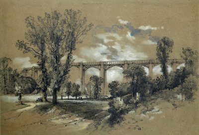 Blatchford Viyadüğü, c.1835-38 (kağıt üzerine yıkamalı kurşun kalem) by John Cooke Bourne