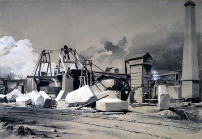Havalandırma şaftı ve sarma motoru, Kilsby Tüneli, 18 Temmuz 1837 (kalemle & içeri ve kağıt üzerinde yıkayın) by John Cooke Bourne