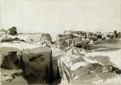 Tünelin tepesinden görünüm, Linslade, Buckinghamshire, 12 Ekim 1837 (kalem ve mürekkep ve kağıt üzerinde yıkama) by John Cooke Bourne