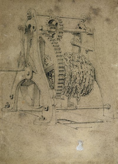 Zincirleri sarmak için vinç veya yengeç mekanizması, 1830