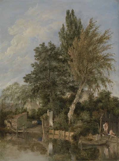 Erkeklerin Yıkandığı Bir Nehir Sahnesi, 1817 dolayları (panelde yağlı boya) by John Crome