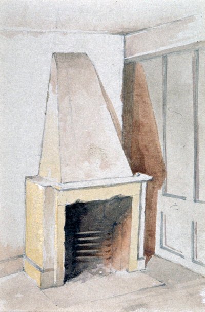 En üstteki odalardan birinde şömine, no 21 Austin Friars Street, City of London, 1885 by John Crowther