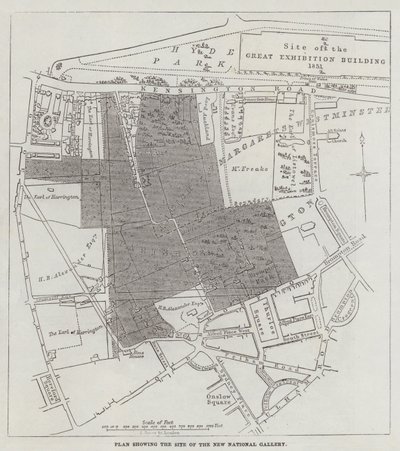 Yeni Ulusal Galeri Sitesini gösteren plan by John Dower