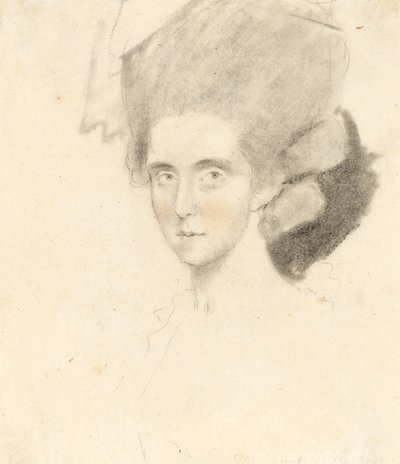 Strathmore Kontesi, 1781 (kağıt üzerinde siyah ve kırmızı tebeşirler bulunan kalem) by John Downman