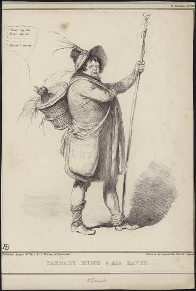 Barnaby Rudge and his raven, illustration from 