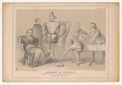 Spotpret, başbakan Robert Peel ve Joseph Hume Catherine ve Petruchio ile bir araya geldi. Bay D'I tarafından tasarlandı ve Lord JR-ll tarafından rötuşlandı / (Bay Leslie'nin beğenilen Resminden sonra (nesne üzerine başlık) HB Sketches (nesne üzerin by John Doyle