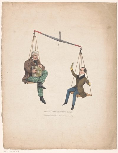 Yazarlar Walter Scott ve Thomas Moore ile Terazi Kamu yararı dengesi (nesne üzerindeki başlık) by John Doyle