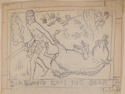 Diarmuid Domuzu Öldürüyor (kalem) by John Duncan