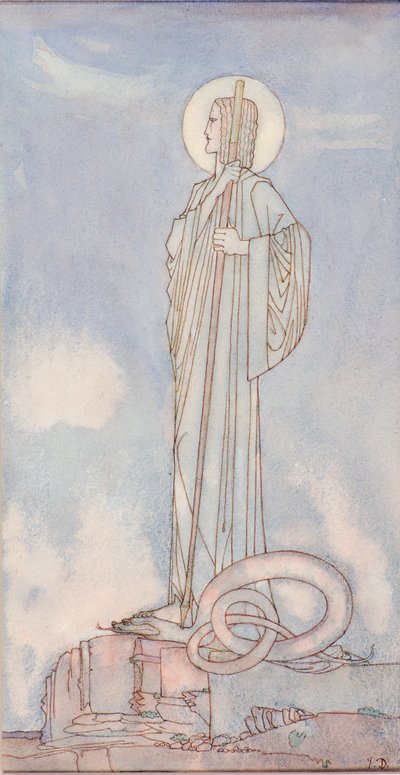 Aziz George ve Ejderha (kalem ve mürekkep) by John Duncan